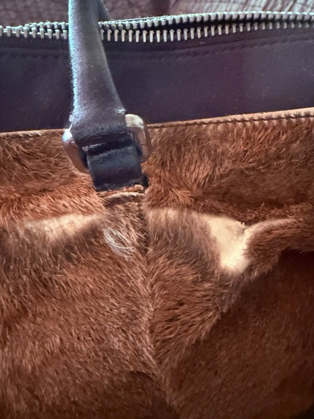 MIU MIU Hair On Vintage Handbag with Leather Handles and Fabric bottom and top - Picture 12 of 16